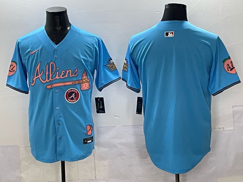 Men Atlanta Braves Nike Blank Light blue 5th generation Joint Name 2025 MLB Jersey 05->atlanta braves->MLB Jersey